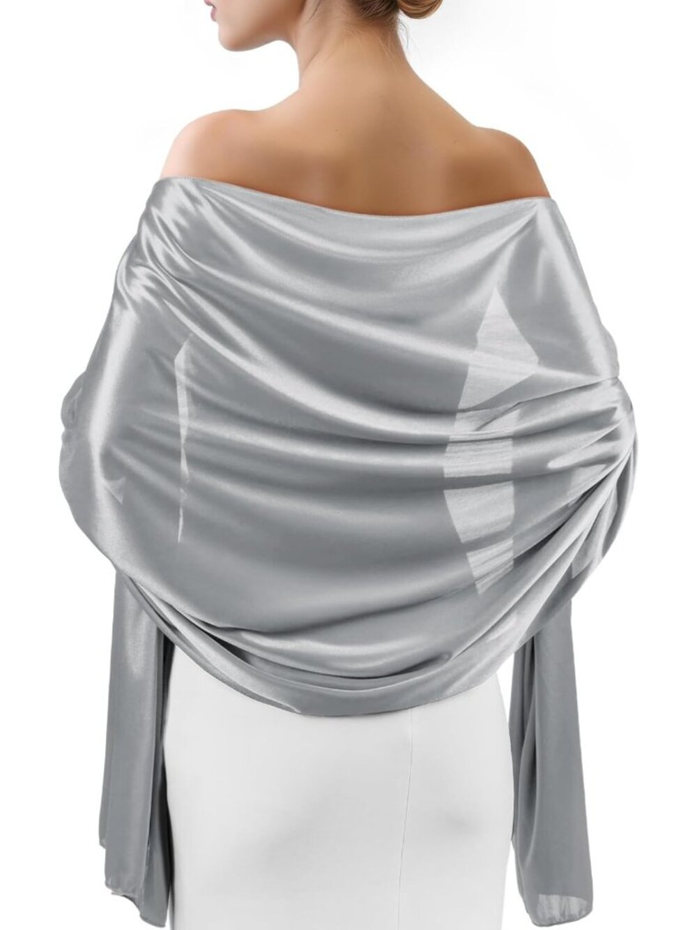Elegant Satin Shawl Wrap for Women | Formal Evening Dress Scarf Cover-Up